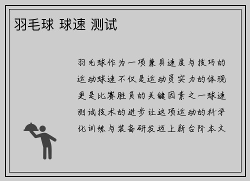 羽毛球 球速 测试